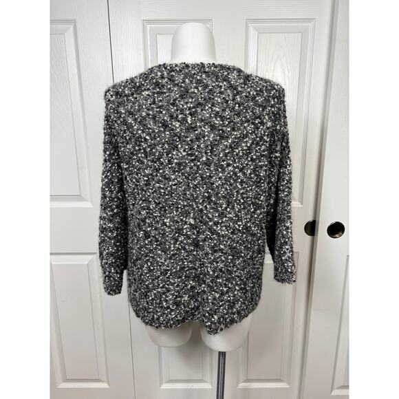 Eileen Fisher Women's Boucle Knit Wool Mohair Blend Gray Boxy Sweater Size L - Picture 4 of 8